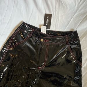 Faux leather wide leg pants